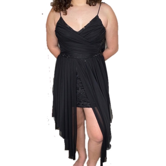 City Triangles Black High Low Sequin Dress Size 1 - Picture 2 of 16